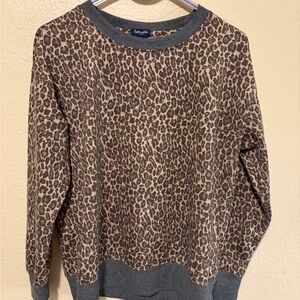 Splendid Leopard Print Crewneck Sweater